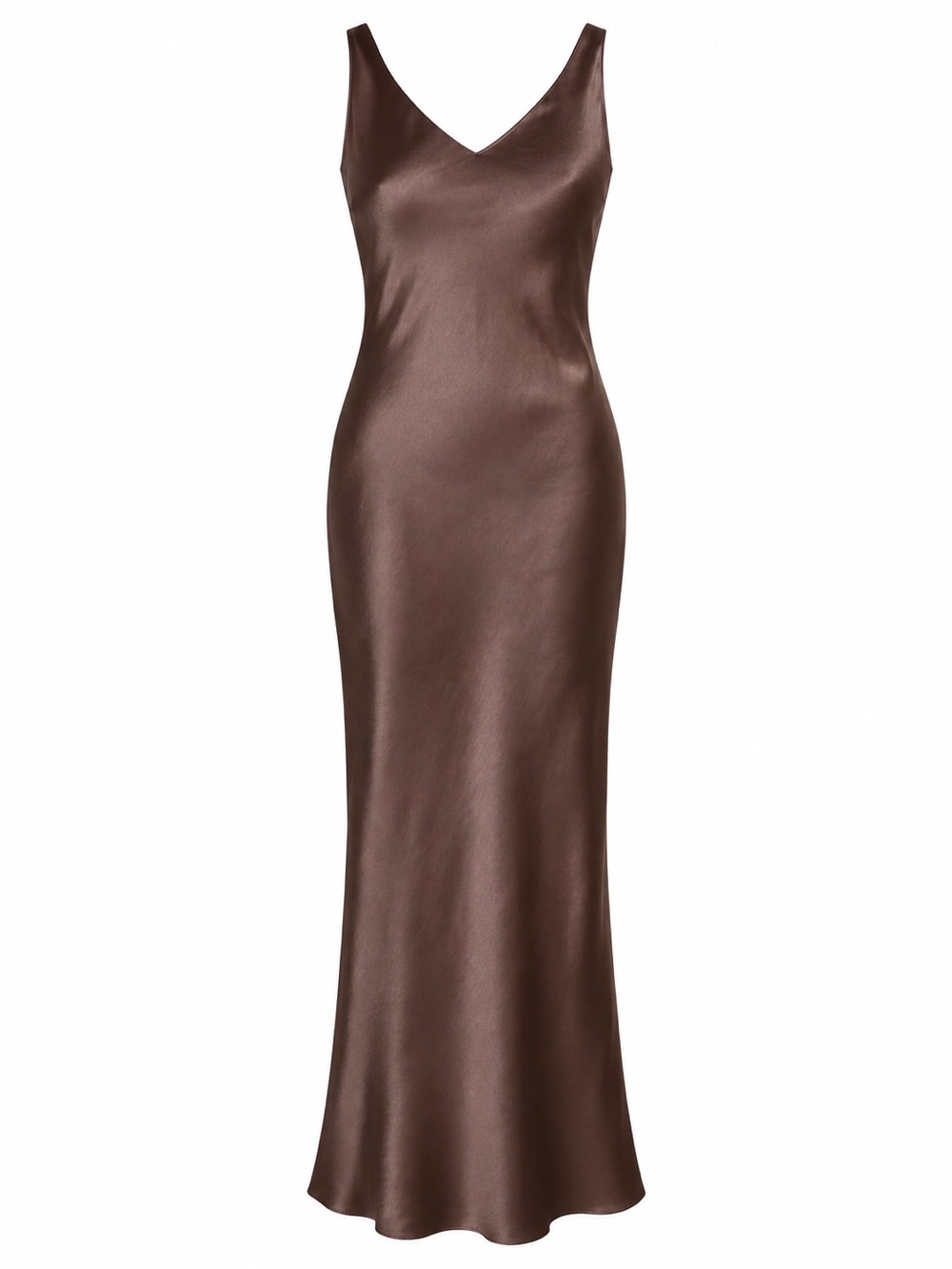 Ricki's Satin V-Neck Maxi Dress in Chocolate Brown